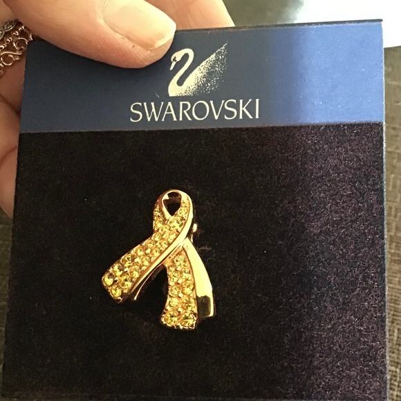 NWOT 🤩 Swarovski Crystal 💛 Support the Troops Yellow Ribbon 💛 Pin-Broach - Picture 1 of 5